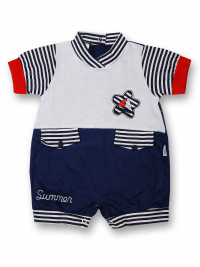 Striped summer cotton Romper. Colour blue, size 3-6 months