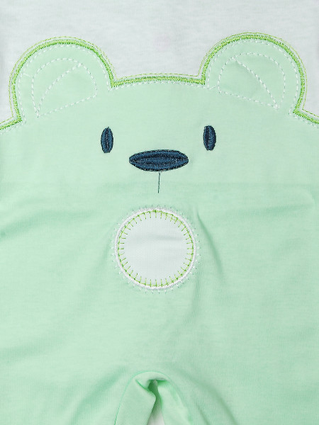 Baby footie Baby bear wow in cotton. Colour pistacchio green, size 3-6 months 2
