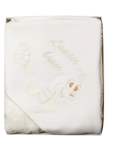 Newborn baby triangle bathrobe sponge the caterpillar friend. Colour creamy white, one size 2