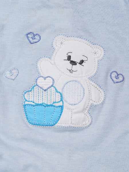 Baby footie cotton pastry. Colour light blue, size 0-3 months 2