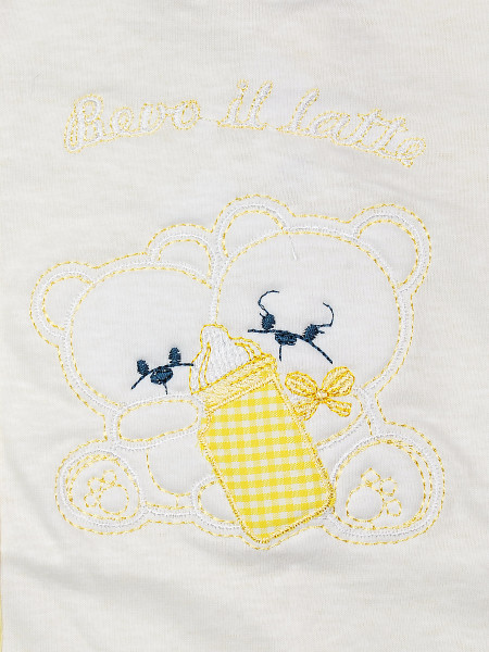 Baby footie cotton drink milk from the bottle. Colour yellow, size 0-1 month 2