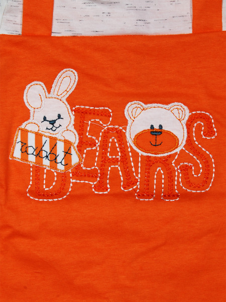 Baby footie rabbit jersey cotton jersey bears. Colour orange, size 1-3 months 2