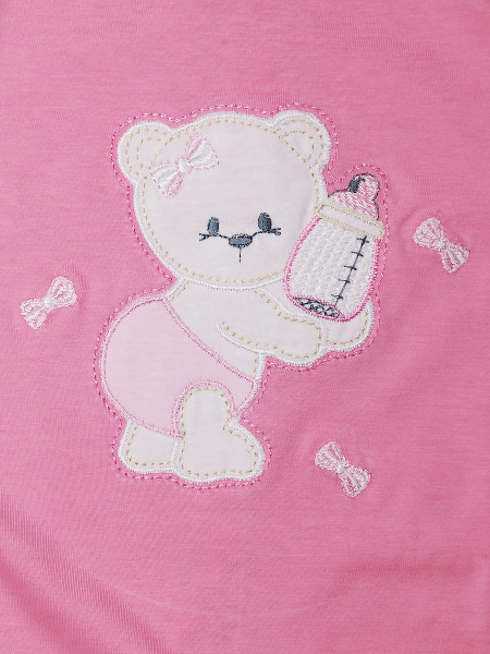 Baby footie bear with cotton bottle. Colour fuchsia, size 6-9 months 2