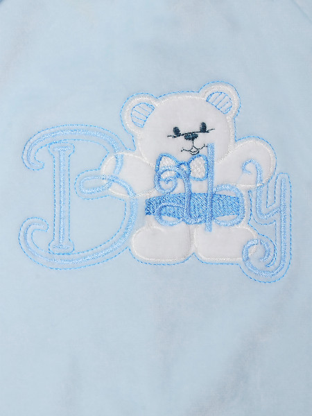 Baby footie in chenille baby bear. Colour light blue, size 0-1 month 2