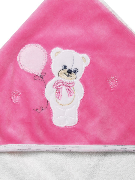 Baby bear triangle bathrobe with balloon. Colour fuchsia, one size 2