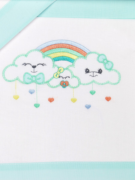 Newborn bed sheet 3pcs with pillowcase Rain of Hearts. Colour green, one size 2