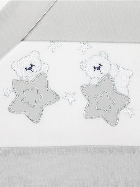 Baby cot sheets 3pcs with pillowcase between the stars. Colour grey, one size 2