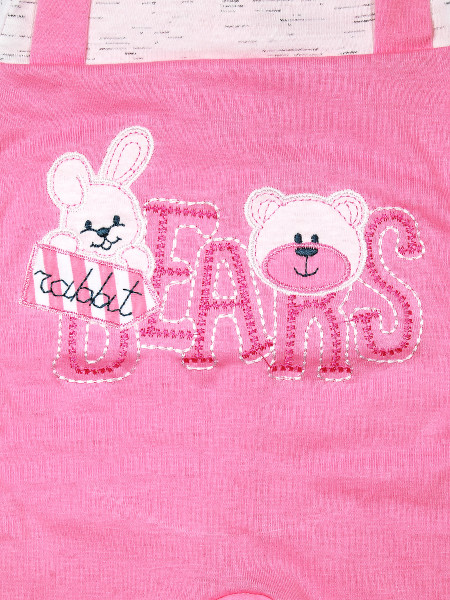 Baby footie rabbit jersey cotton jersey bears. Colour coral pink, size 3-6 months 2
