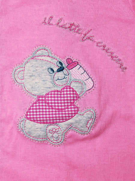 Cotton baby footie, milk makes milk grow. Colour coral pink, size first days 2