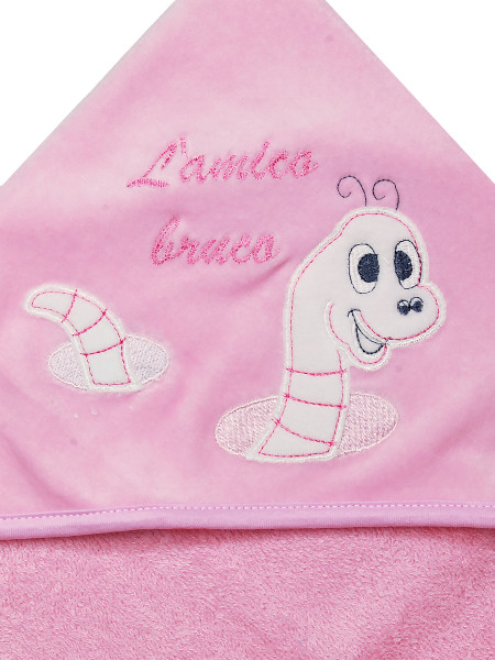 Newborn baby triangle bathrobe sponge the caterpillar friend. Colour pink, one size 2