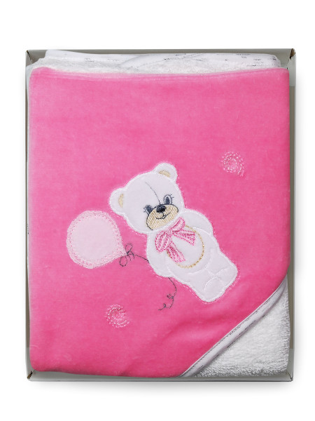 Baby bear triangle bathrobe with balloon. Colour fuchsia, one size 3