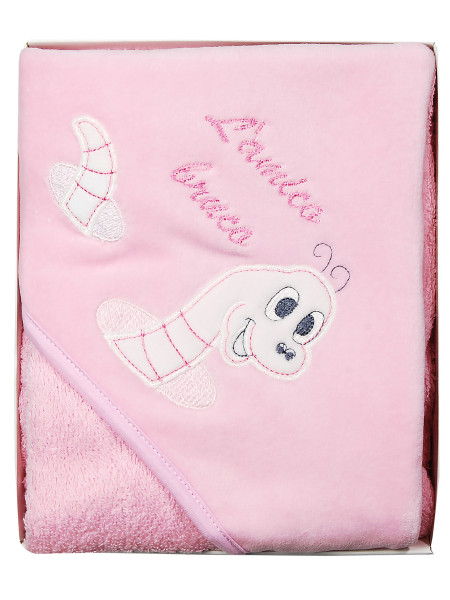 Newborn baby triangle bathrobe sponge the caterpillar friend. Colour pink, one size 3