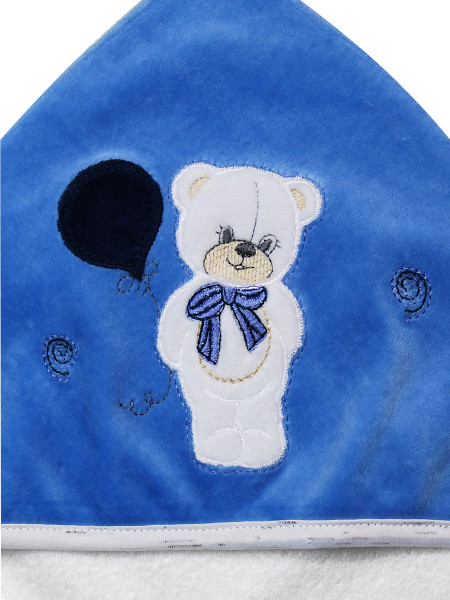 Baby bear triangle bathrobe with balloon. Colour light blue, one size 2