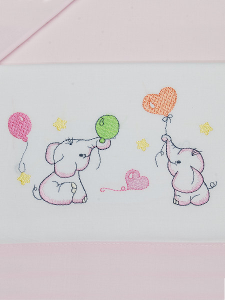 Next2me cradle sheet with elephants, in cotton. Colour pink, one size 2
