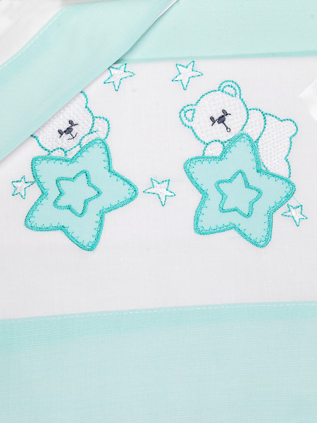 Baby cot sheets 3pcs with pillowcase between the stars. Colour green, one size 2