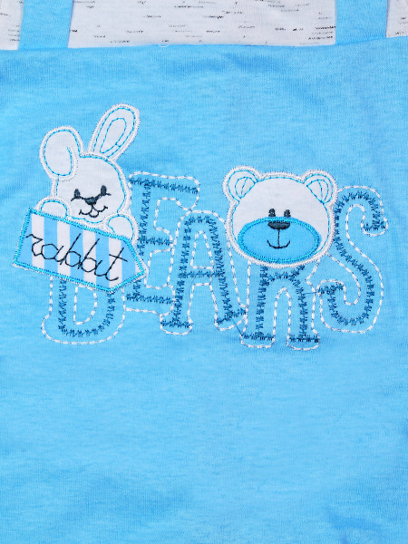 Baby footie rabbit jersey cotton jersey bears. Colour turquoise, size 3-6 months 2