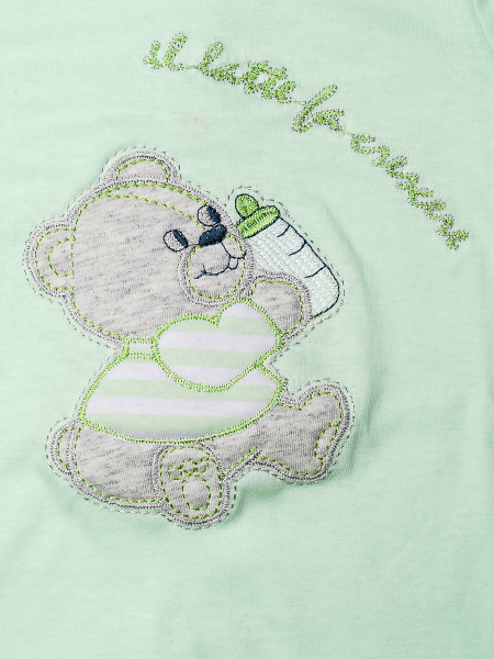 Cotton baby footie, milk makes milk grow. Colour pistacchio green, size 1-3 months 2