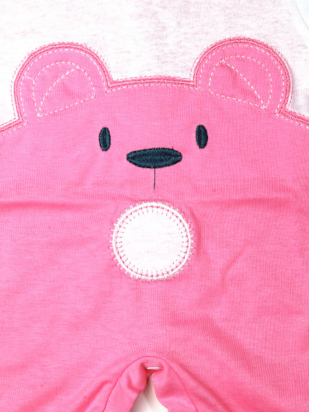 Baby footie Baby bear wow in cotton. Colour coral pink, size 3-6 months 2