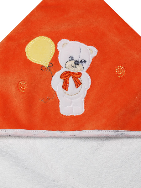 Baby bear triangle bathrobe with balloon. Colour orange, one size 2