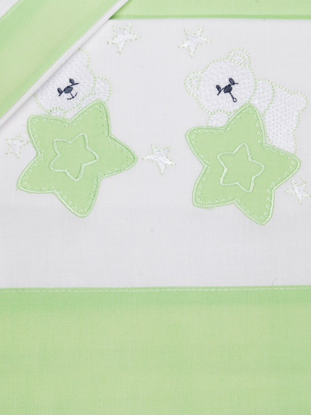 Baby cot sheets 3pcs with pillowcase between the stars. Colour pistacchio green, one size 2