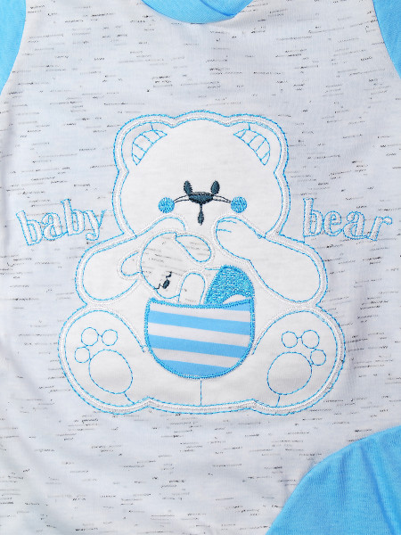 Cotton baby footie baby bear with mom. Colour turquoise, size 1-3 months 2