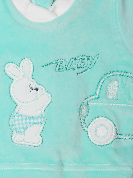 Baby outfit 2 pcs Baby rabbit & car. Colour green, size 1-3 months 2
