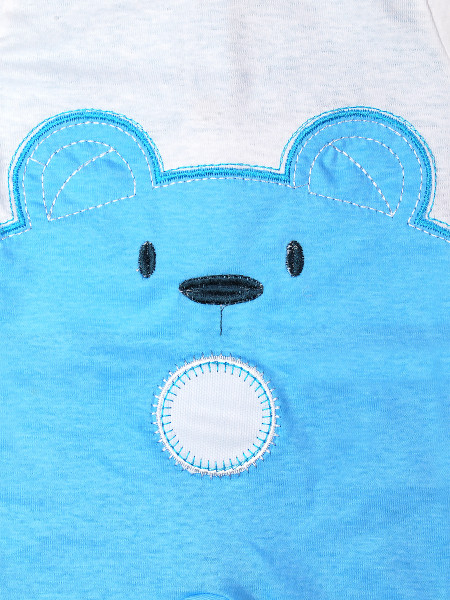 Baby footie Baby bear wow in cotton. Colour turquoise, size 1-3 months 2