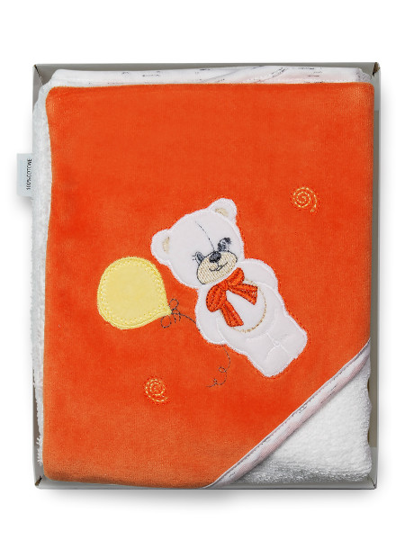 Baby bear triangle bathrobe with balloon. Colour orange, one size 3