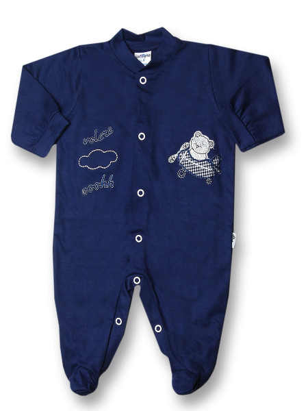 Baby footie 100% cotton aviator fly ooohh. Colour blue, size 3-6 months Blue Size 3-6 months