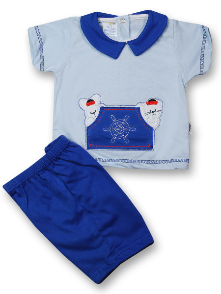 Baby outfit at the helm 100% cotton. Colour light blue, size 1-3 months Light blue Size 1-3 months