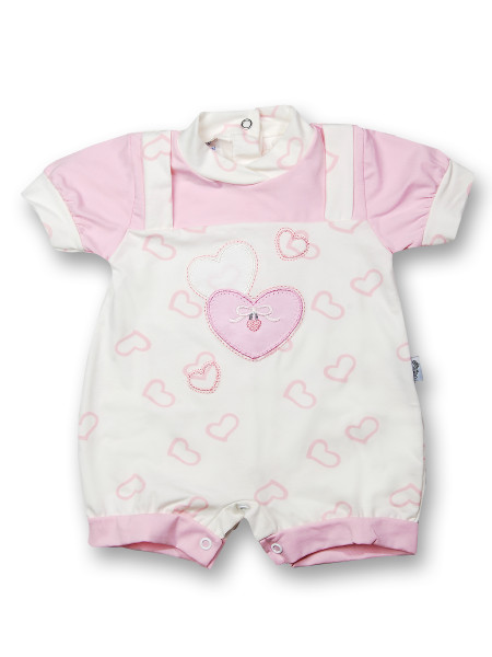 Romper with baby hearts for the summer season. Colour creamy white, size 6-9 months