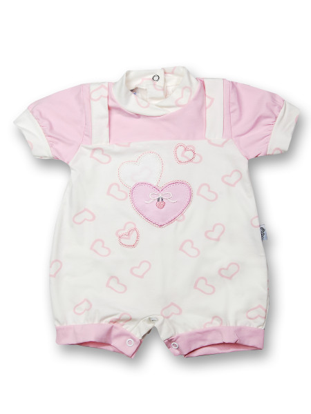 Romper with baby hearts for the summer season. Colour creamy white, size 0-3 months Creamy white Size 0-3 months