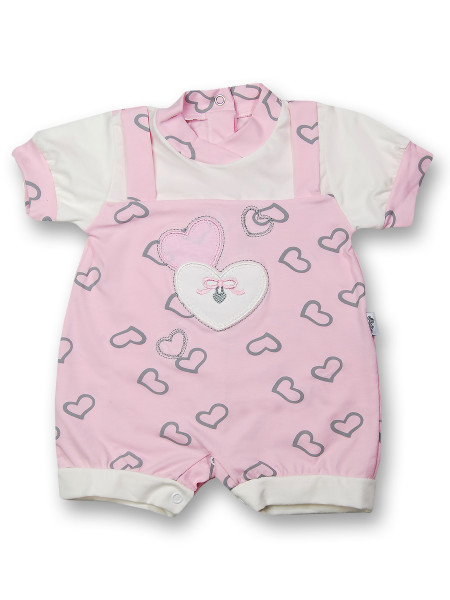 Romper with baby hearts for the summer season. Colour pink, size 6-9 months Pink Size 6-9 months