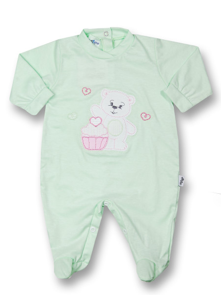 Baby footie cotton pastry. Colour pistacchio green, size 6-9 months Pistacchio green Size 6-9 months