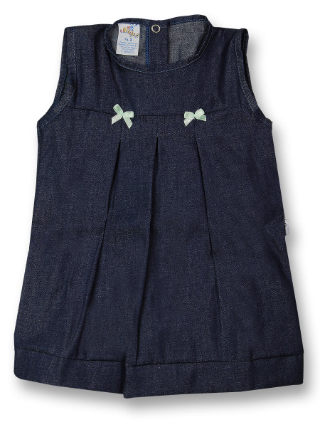 Sleeveless newborn cotton dress with bows. Colour blue, size 1-3 months Blue Size 1-3 months