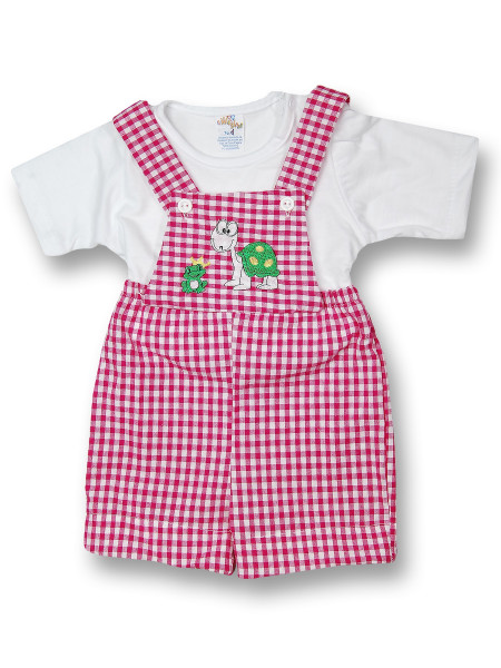 Tortoise and frog dungarees and t-shirts. Colour red, size 0-3 months Red Size 0-3 months