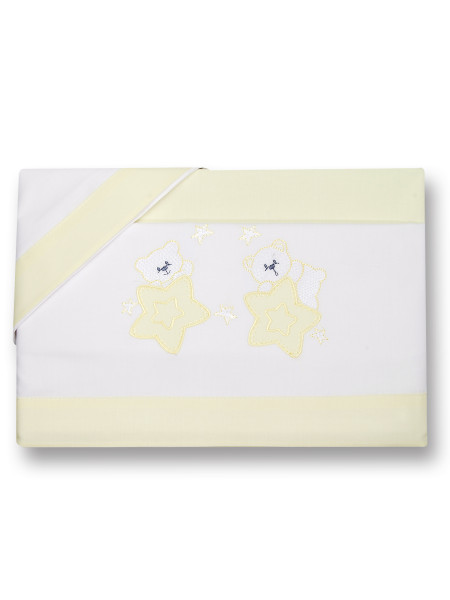 Baby cot sheets 3pcs with pillowcase between the stars. Colour yellow, one size Yellow One size