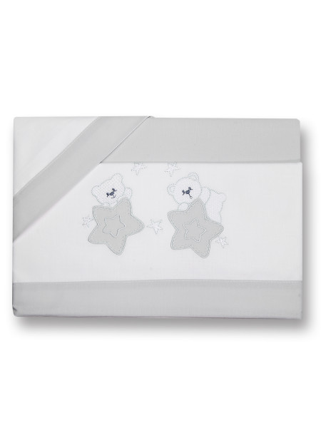 Baby cot sheets 3pcs with pillowcase between the stars. Colour grey, one size Grey One size