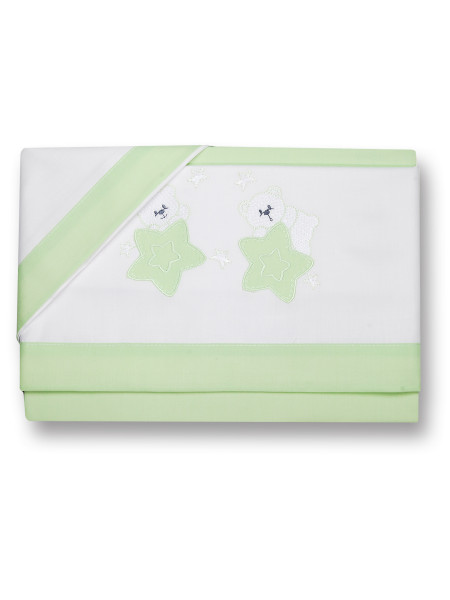 Baby cot sheets 3pcs with pillowcase between the stars. Colour pistacchio green, one size Pistacchio green One size