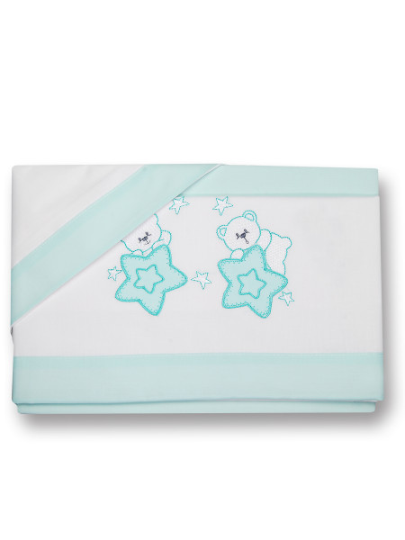Baby cot sheets 3pcs with pillowcase between the stars. Colour green, one size Green One size