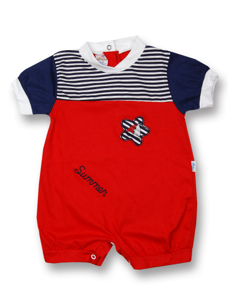 Romper newborn baby boat in a flower with stripes. Colour red, size 3-6 months Red Size 3-6 months