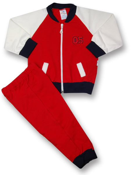 Sweatsuit 2 pieces in gauzed sweatshirt. Colour red, size 3-6 months Red Size 3-6 months