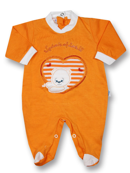 Baby footie windows of love!!!! cotton jersey. Colour orange, size 0-1 month Orange Size 0-1 month