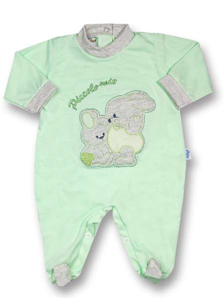 Cotton baby footie My little bunny rabbit. Colour pistacchio green, size 0-1 month Pistacchio green Size 0-1 month