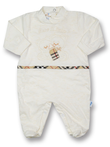 Baby footie Mama, I drink 100% cotton milk. Colour creamy white, size first days