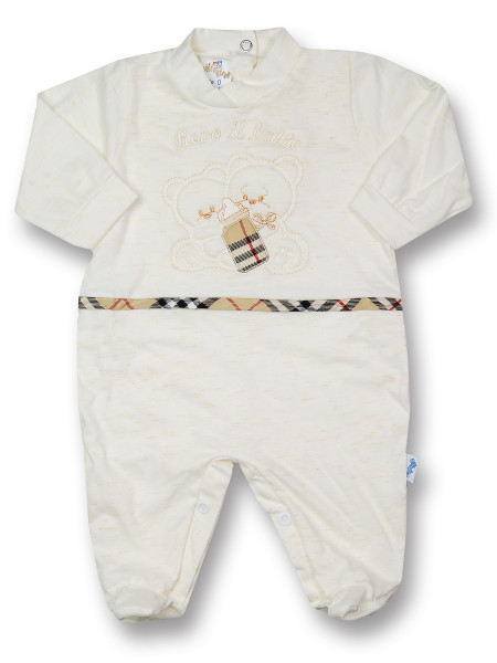 Baby footie Mama, I drink 100% cotton milk. Colour creamy white, size 1-3 months Creamy white Size 1-3 months