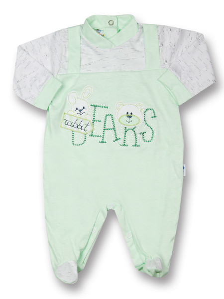 Baby footie rabbit jersey cotton jersey bears. Colour pistacchio green, size first days