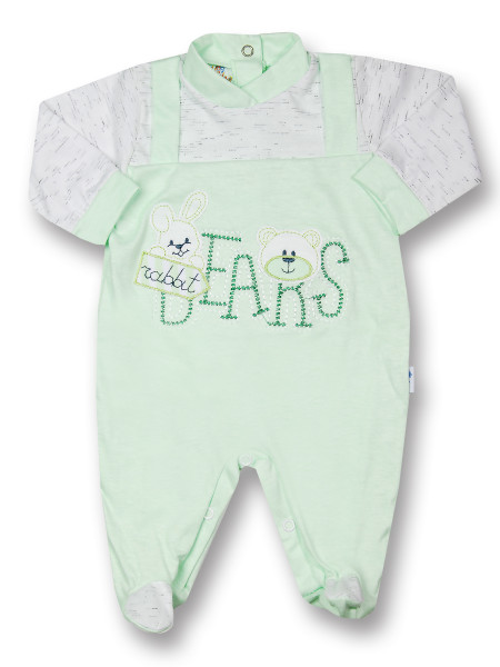 Baby footie rabbit jersey cotton jersey bears. Colour pistacchio green, size 3-6 months Pistacchio green Size 3-6 months