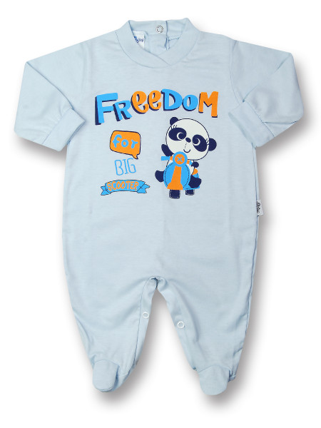 Baby footie baby freedom in cotton, color. Colour light blue, size 6-9 months Light blue Size 6-9 months