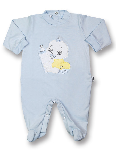 Baby Footie Baby: I'll get the baby bottle. Colour light blue, size 0-3 months Light blue Size 0-3 months